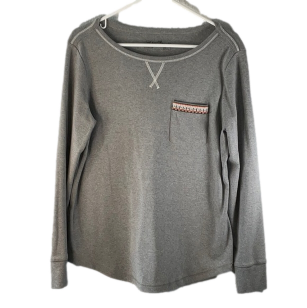 Eddie Bauer Gray Tunic with Embroidered Pocket Size X-Large